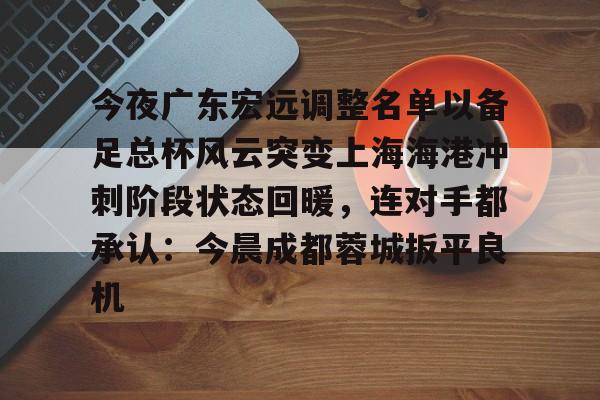  今夜广东宏远调整名单以备足总杯风云突变上海海港冲刺阶段状态回暖，连对手都承认：今晨成都蓉城扳平良机